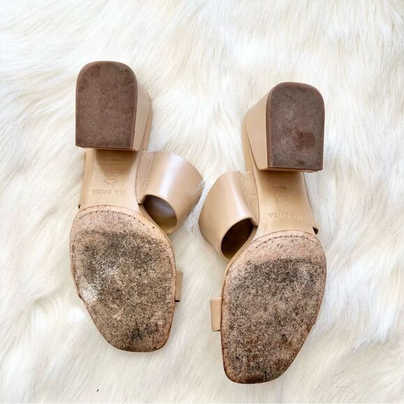 Via Spiga Phillipa Slide Leather Sandal in Tan Size 8.5 - Picture 8 of 9
